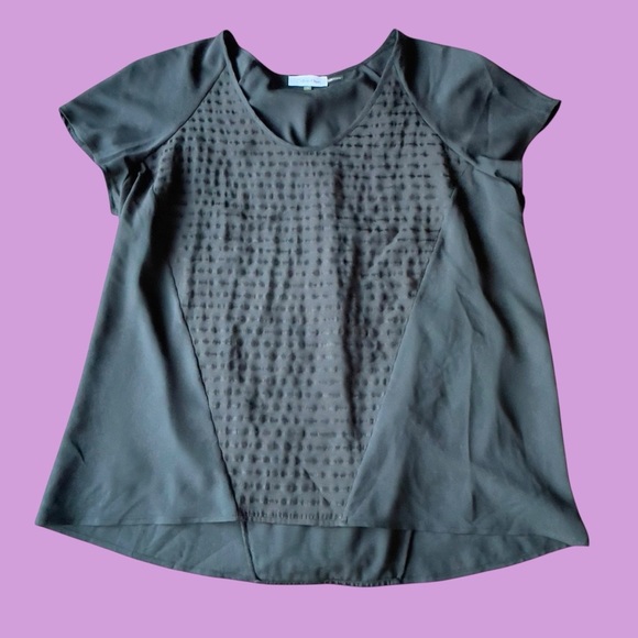 Calvin Klein short sleeve black on black sparkle stripe blouse XL - Picture 5 of 12